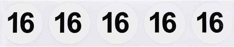 InStockLabels.com White with Black Number 16 Circle Dot Stickers, 3/4 Inch Round, 500 Labels on a Roll for Organization and Inventory - Semi-Gloss Finish - Made in The USA - Image 2