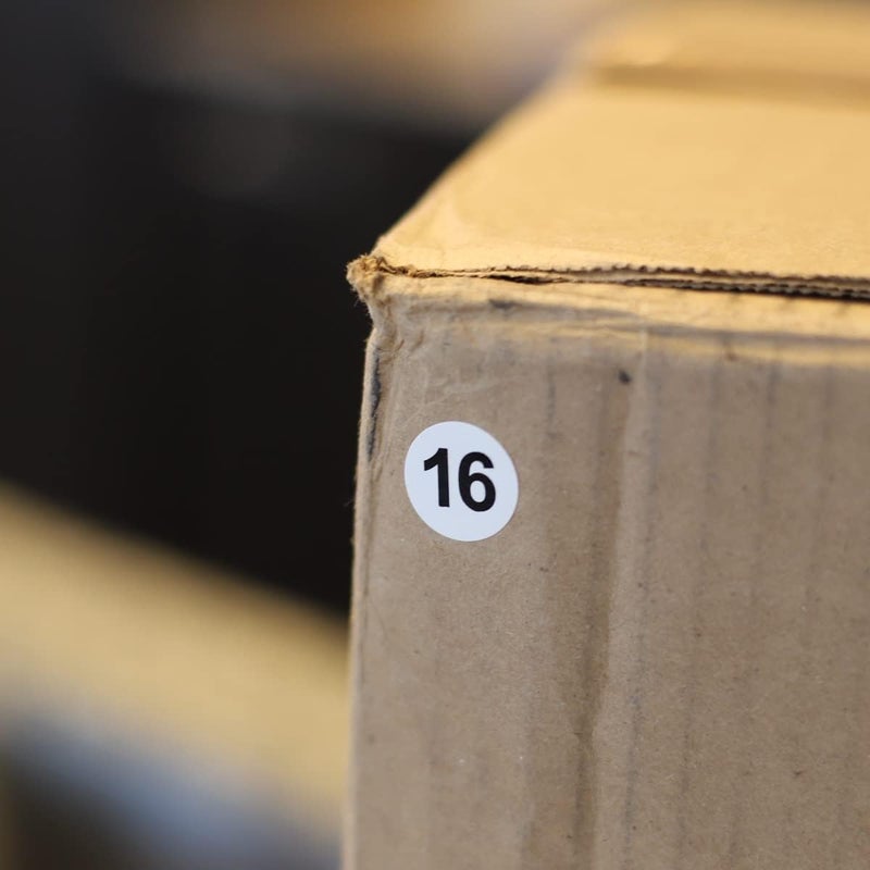 InStockLabels.com White with Black Number 16 Circle Dot Stickers, 3/4 Inch Round, 500 Labels on a Roll for Organization and Inventory - Semi-Gloss Finish - Made in The USA - Image 3