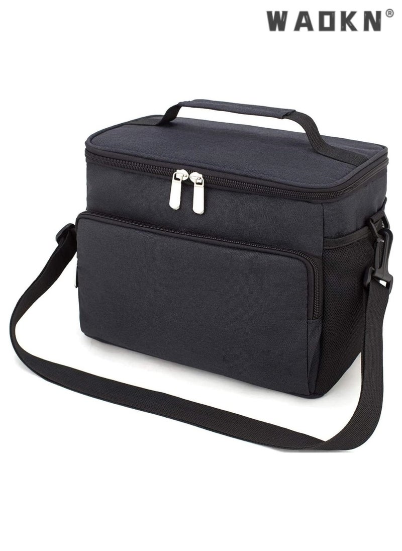 Large Capacity Multi-purpose Outdoor Lunch Bag Insulated Lunch Box Large Cooler Tote Bag Unisex Double Layer Heat Resistant Cooler Bag With Adjustable Shoulder Tote