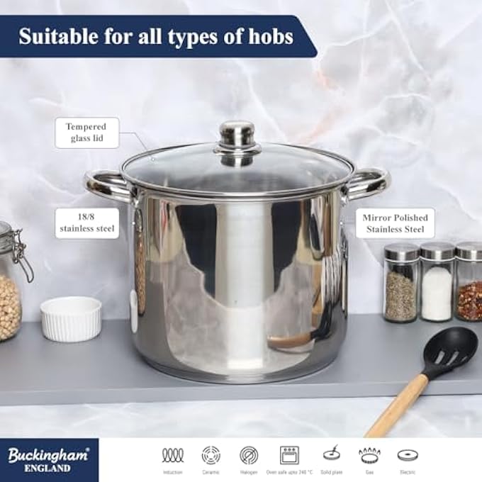 Buckingham Deep Induction Stock Pot With Glass Lid 26 Cm 11 L - Image 4