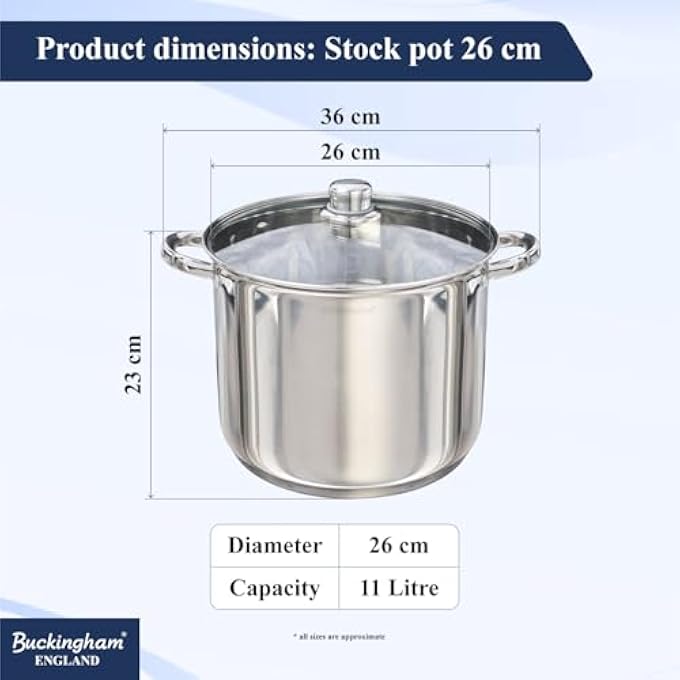 Buckingham Deep Induction Stock Pot With Glass Lid 26 Cm 11 L - Image 2