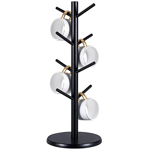 MyLifeUNIT Mug Holder Tree, Black Coffee Cup Holder with 8 Hooks, Wood Mug Hanger Stand for Counter - Image 1