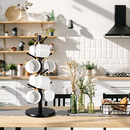 MyLifeUNIT Mug Holder Tree, Black Coffee Cup Holder with 8 Hooks, Wood Mug Hanger Stand for Counter - Image 4
