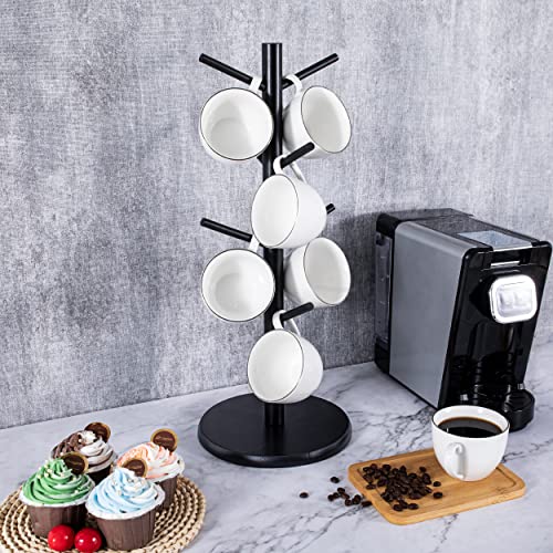 MyLifeUNIT Mug Holder Tree, Black Coffee Cup Holder with 8 Hooks, Wood Mug Hanger Stand for Counter - Image 2