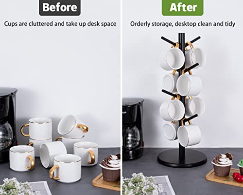 MyLifeUNIT Mug Holder Tree, Black Coffee Cup Holder with 8 Hooks, Wood Mug Hanger Stand for Counter - Image 3