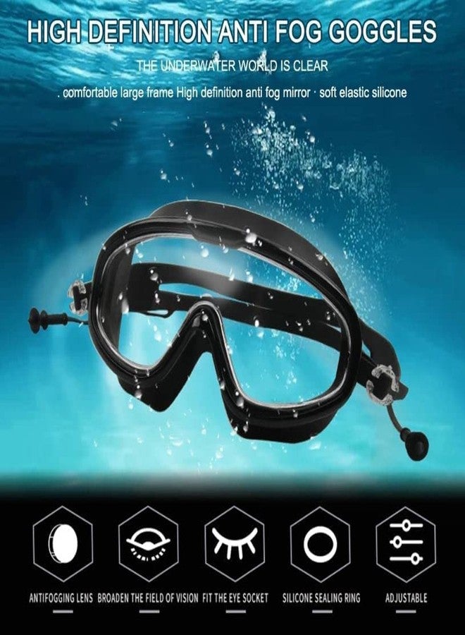 Roslen Swimming Goggles Waterproof Anti-fog Big Adjustable Strap Comfort fit with,Ear Plug Frame Swimming Goggles, Large Frame Wide View Pool Goggles, Silicone Anti-Fog, UV Protection for Adults - Image 4