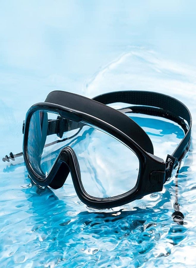 Roslen Swimming Goggles Waterproof Anti-fog Big Adjustable Strap Comfort fit with,Ear Plug Frame Swimming Goggles, Large Frame Wide View Pool Goggles, Silicone Anti-Fog, UV Protection for Adults - Image 1