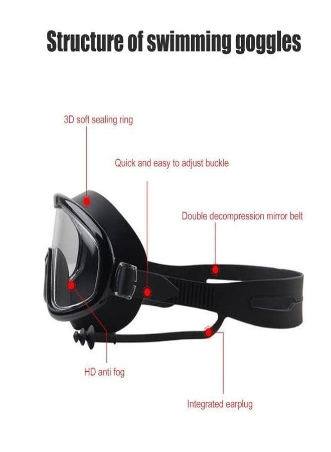 Roslen Swimming Goggles Waterproof Anti-fog Big Adjustable Strap Comfort fit with,Ear Plug Frame Swimming Goggles, Large Frame Wide View Pool Goggles, Silicone Anti-Fog, UV Protection for Adults - Image 3