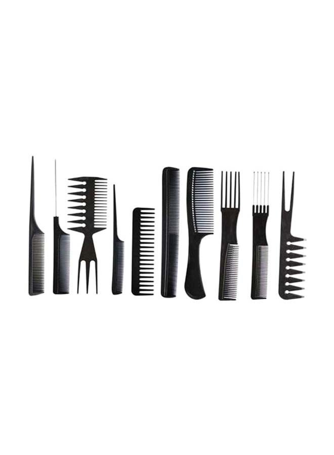 10-Piece Professional Salon Hair Comb Set Black - Image 1