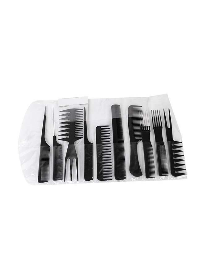 10-Piece Professional Salon Hair Comb Set Black - Image 2