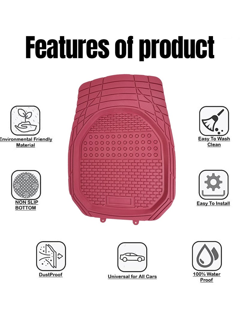 3XR Non skip Mat Universal Car Floor Mat Set High Quality PVC Material Floor Mat For All Seasons 5 Pcs Pink - Image 5