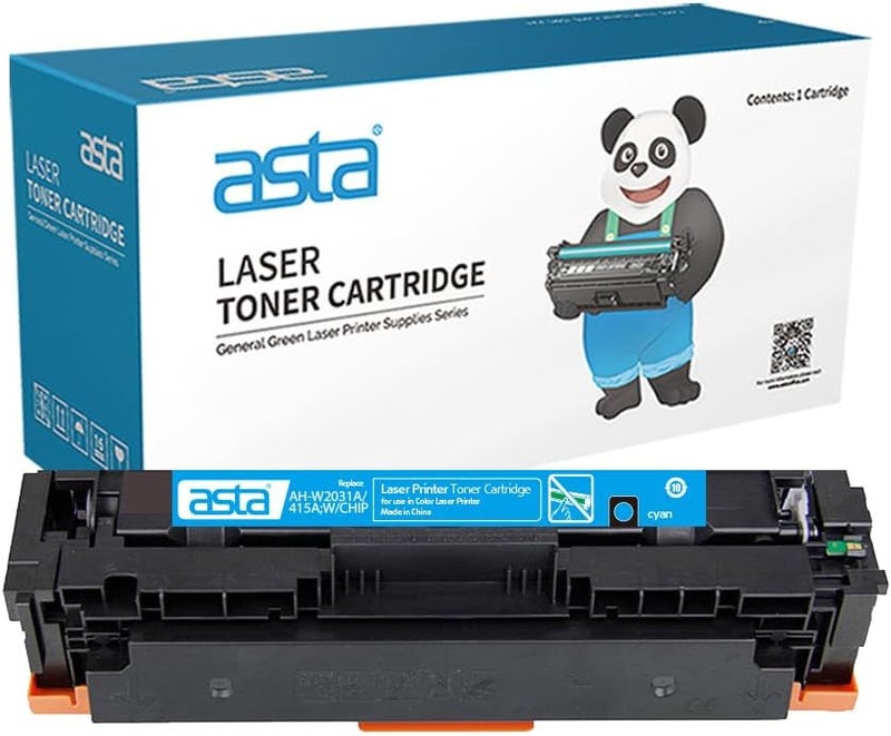 Asta W2031A 415A With Chip 2031 415 Toner Cartridge Compatible For HP Color LaserJet Pro M454dn M454dw MFP M479dw M479fdn M479fdw M479fnw Printer Replacement High Yield Office Work (Cyan) - Image 1