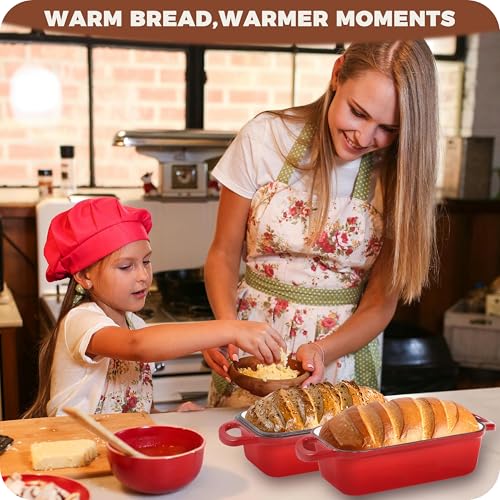 Articasting Cast Iron Bread Loaf Pan with Lid, 2 In 1 Loaf Pans for Baking Bread 9x5, Enameled Bread Pans for Homemade Bread, Sourdough, Even Heating Bread Dutch Oven, Red - Image 5