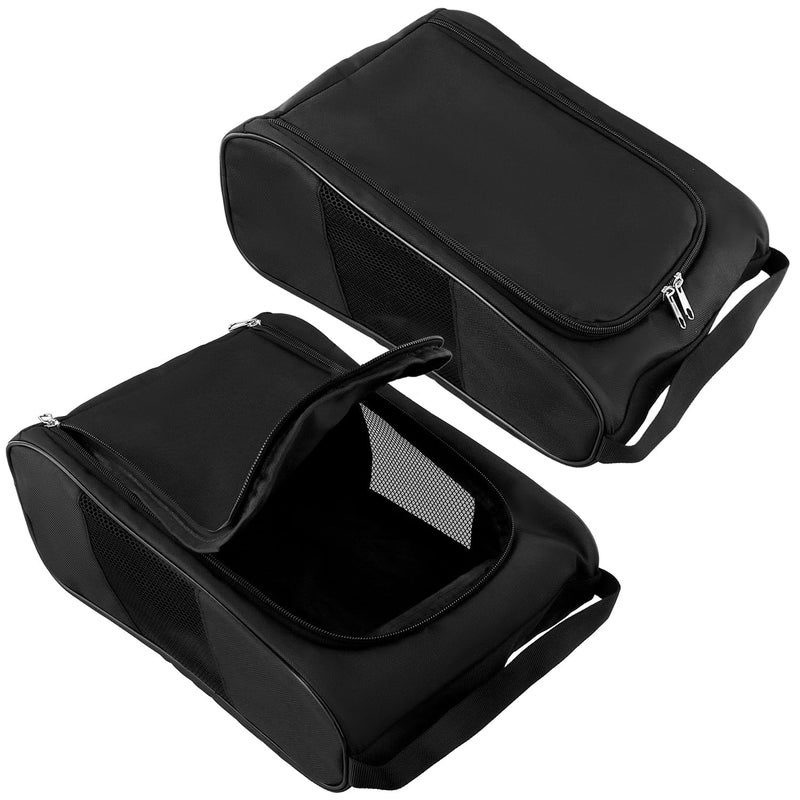 QWORK Golf Shoe Bag 2 Pack Outdoor Zippered Shoe Carrier with Mesh Holes Compatible with Various Shoe Sizes Sport Shoes Bag Travel Shoe Bags - Image 2
