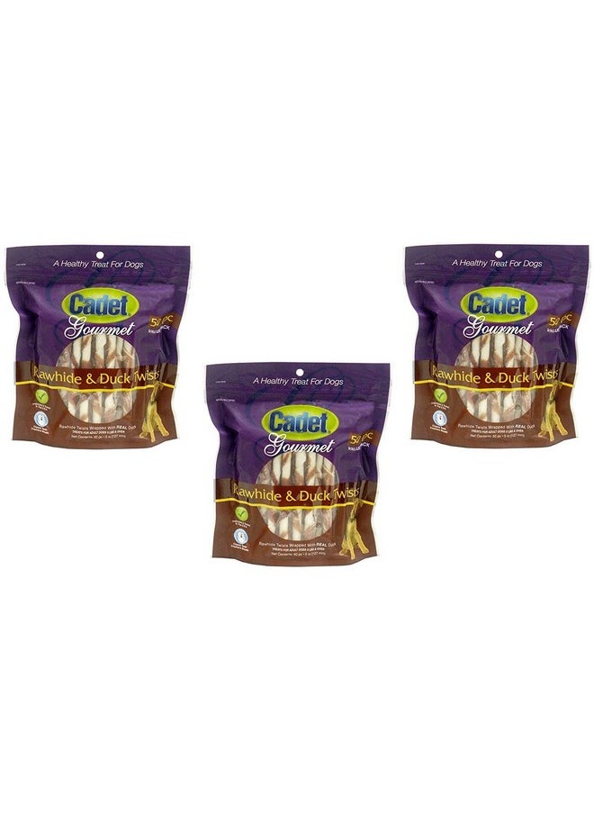 Cadet (3 Pack) Cadet Rawhide & Duck Dog Treat Twists; 50-Count Each 