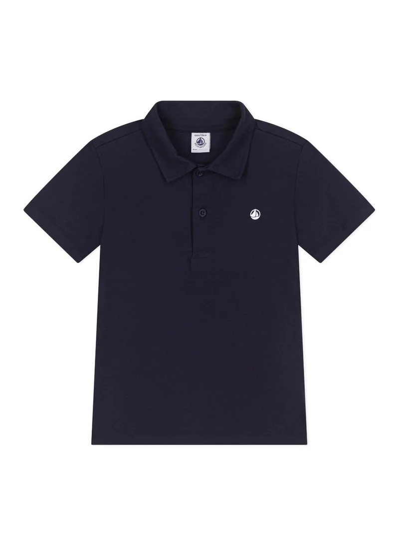 Petit Bateau Children's plain short-sleeved cotton polo shirt