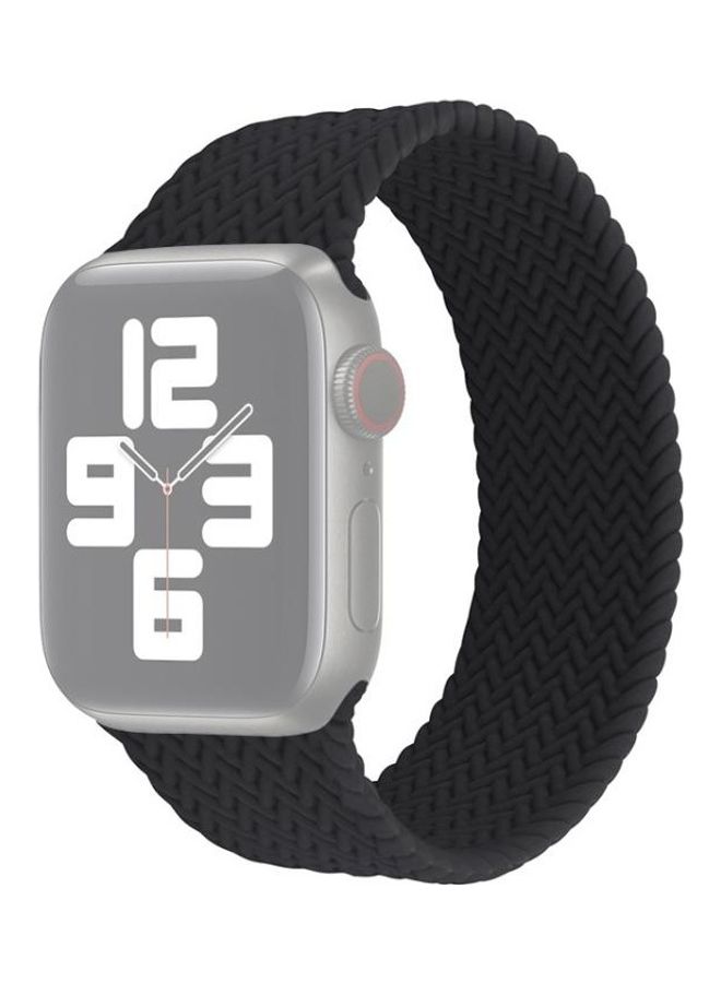 NIBEMINENT Single Turn Woven Pattern Watchband For Apple Watch Series 7 45mm/6 & SE 5 4 44mm/3 2 1 42mm Black - Image 1