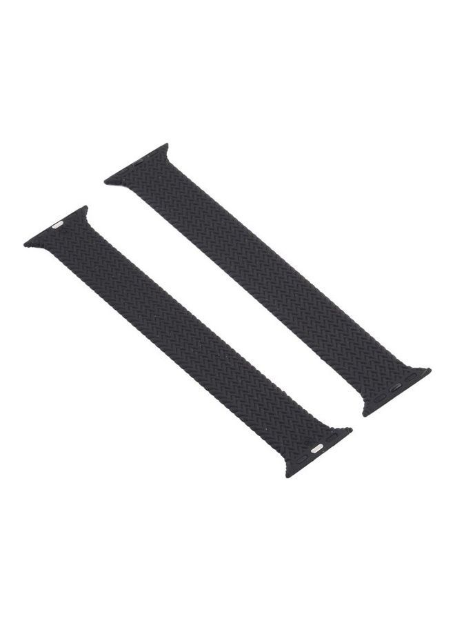 NIBEMINENT Single Turn Woven Pattern Watchband For Apple Watch Series 7 45mm/6 & SE 5 4 44mm/3 2 1 42mm Black - Image 2