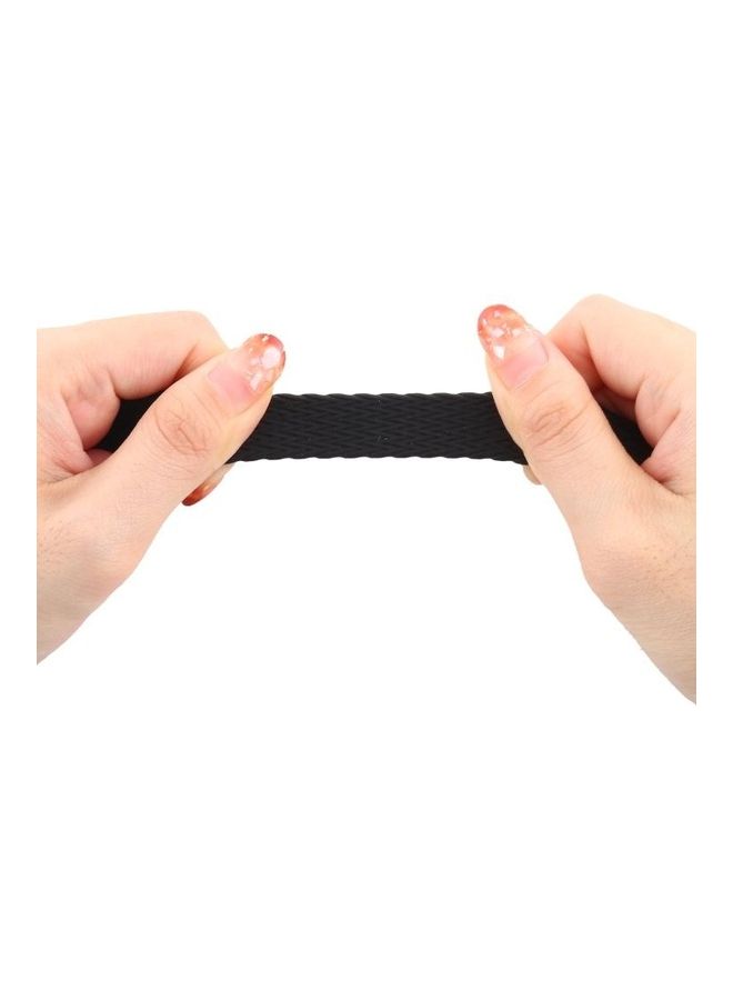 NIBEMINENT Single Turn Woven Pattern Watchband For Apple Watch Series 7 45mm/6 & SE 5 4 44mm/3 2 1 42mm Black - Image 3