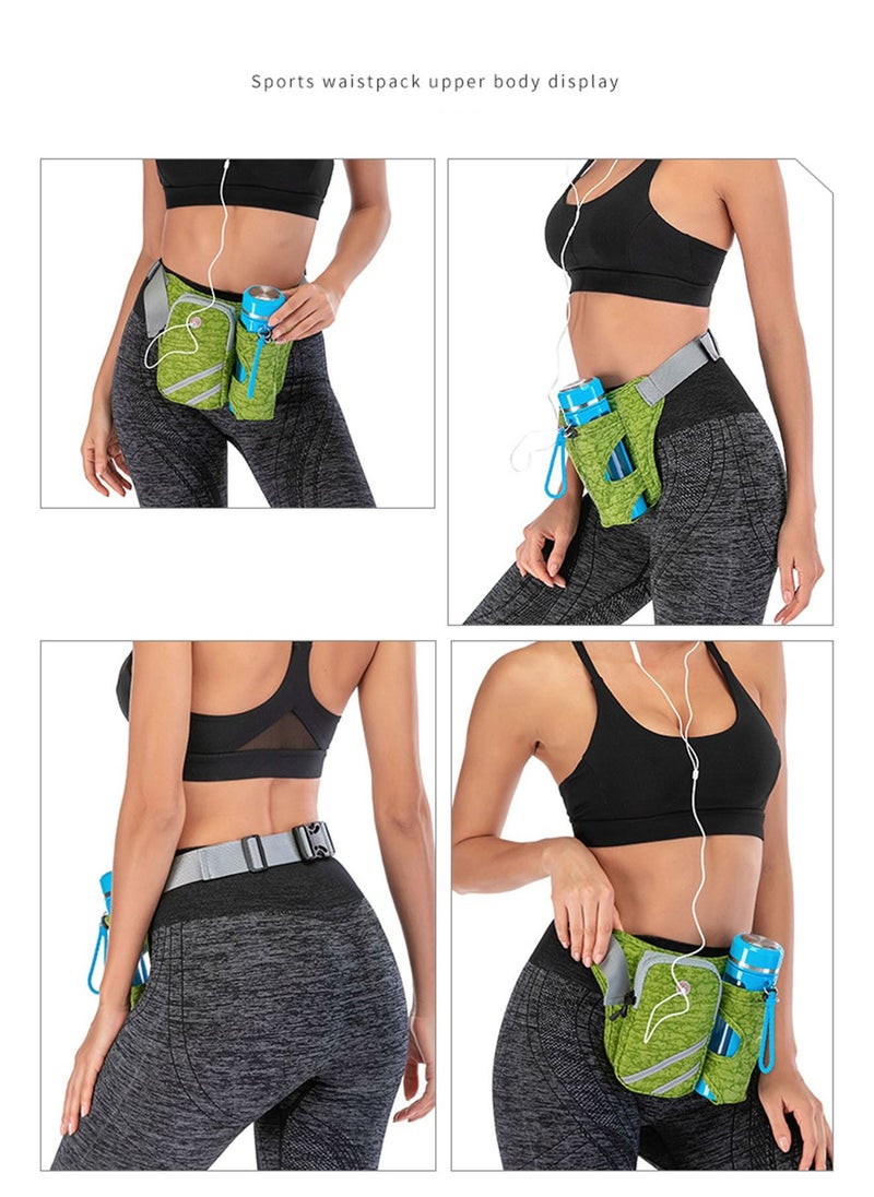 Generic - Waist Pack Running Belt with Water Bottles Hydration Mini Belt Bag with Adjustable Strap Crossbody Bag Large Pouch and Adjustable Strap for Outdoor Running Hiking Walking Travel Green - Image 1