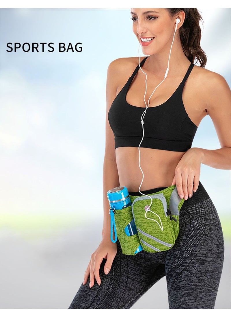 Generic - Waist Pack Running Belt with Water Bottles Hydration Mini Belt Bag with Adjustable Strap Crossbody Bag Large Pouch and Adjustable Strap for Outdoor Running Hiking Walking Travel Green - Image 1
