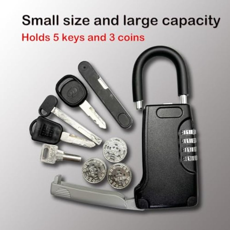 Portable Key Storage, Wall Mounted Key Lock Box Outdoor with Code, Water Resistant Resettable Metal Key Safe Box with Beam for AirBnB, Garage, Apartment, Realtors, Vacation Rentals, Black - Image 5
