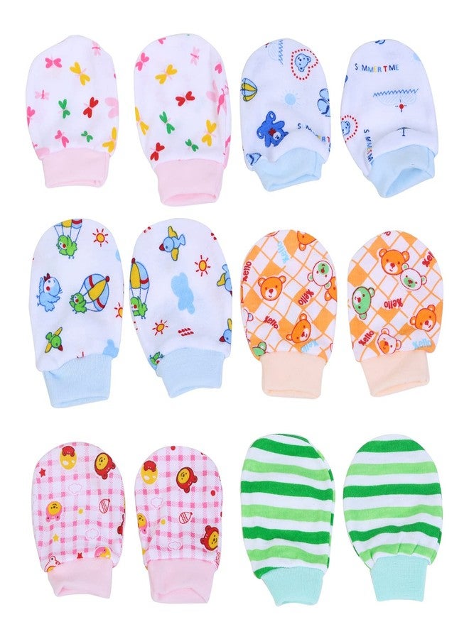 Mini Berry Newborn Baby Cotton Mittens Set | Gloves Set | Multicolor. Pack of 6 Pairs. - Image 1