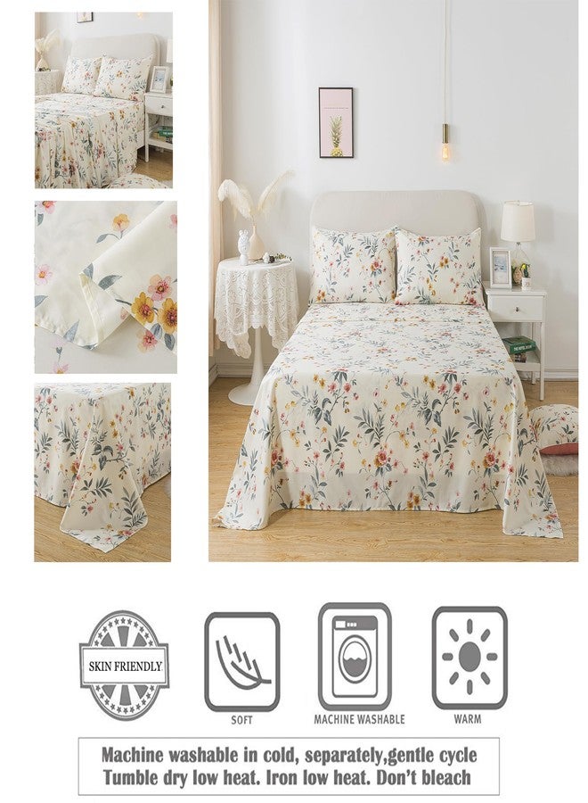 فادفاي طقم ملاءات فادفاي الزهرية، مقاس كينج، لون وردي عتيق، لون بيج أنيق، تصميم نباتي، طقم ملاءات ريفية، 800 خيط، قطن مصري 100%، ملاءة مثبتة بجيب عميق، 4 قطع، مقاس كينج - Image 4