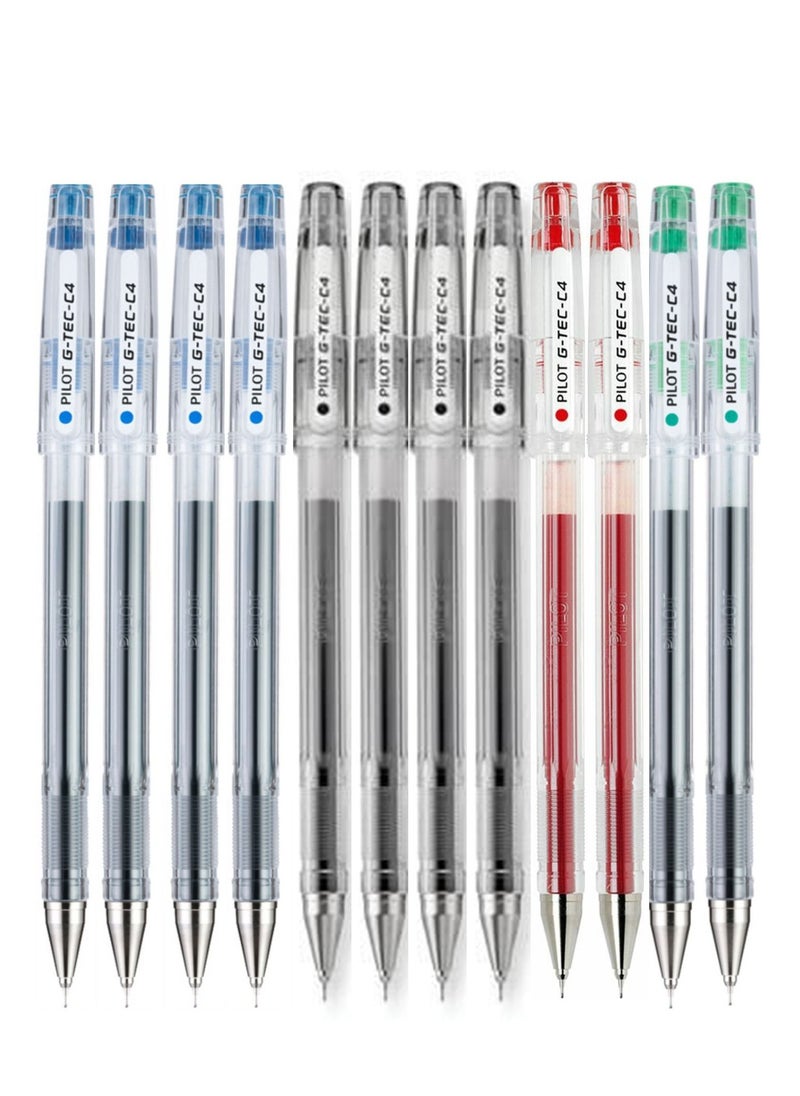 PILOT 12-Piece G-Tec Ultra Fine Roller Pen 0.4mm Tip Multicolour  - Image 1