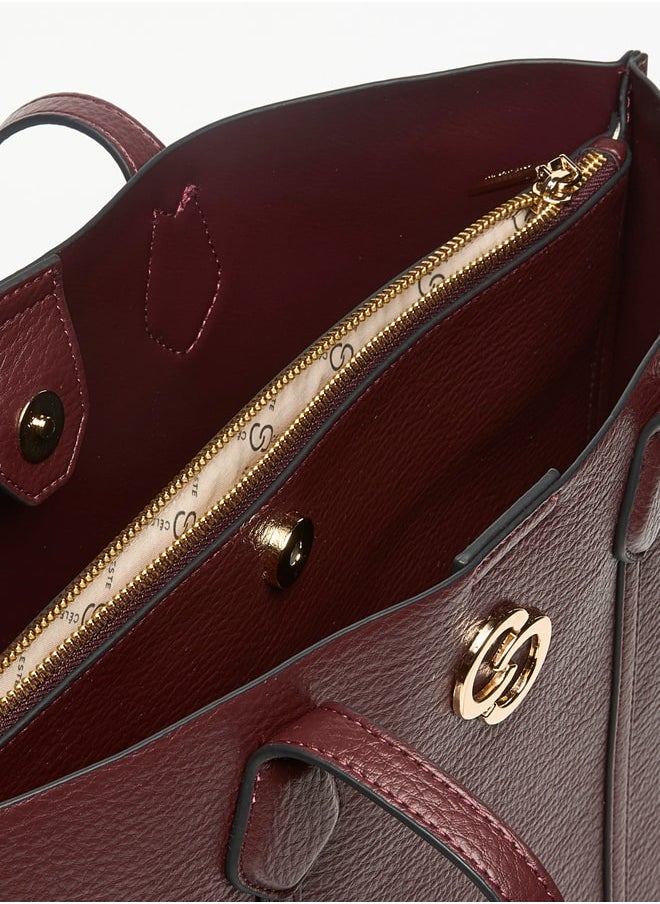 Celeste - Logo Accent Tote Bag with Button Closure and Coin Pouch - Image 1