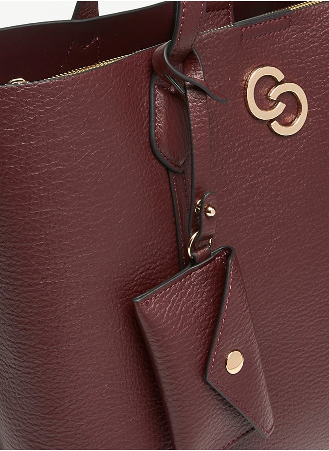 Celeste - Logo Accent Tote Bag with Button Closure and Coin Pouch - Image 1