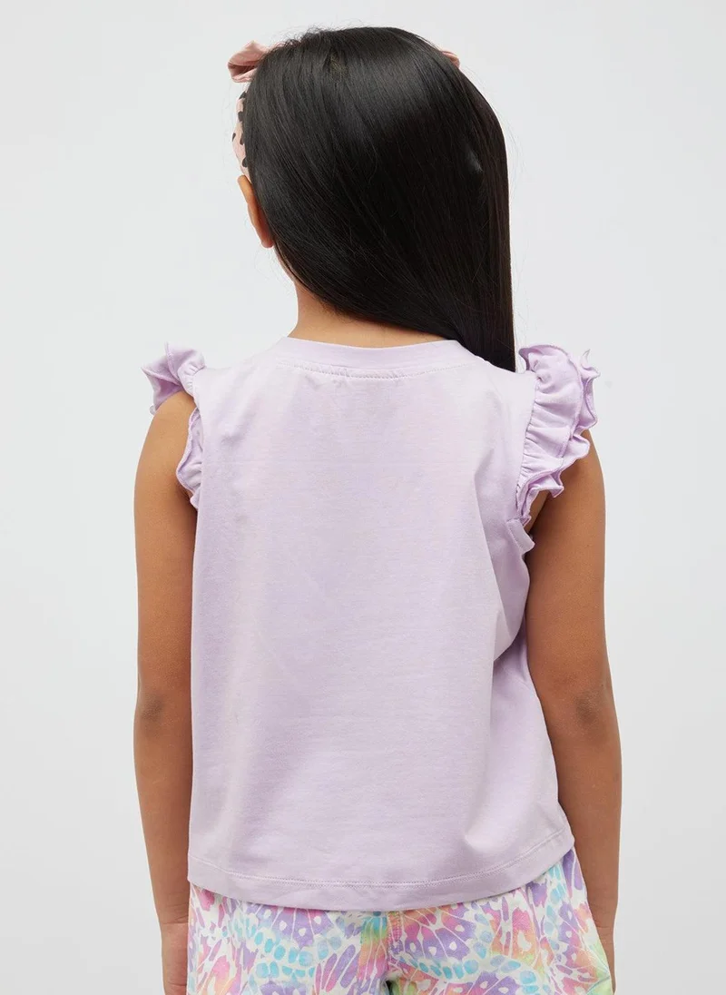 One Friday One Friday Girls Lilac Flower Top