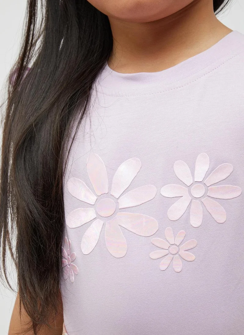 One Friday One Friday Girls Lilac Flower Top