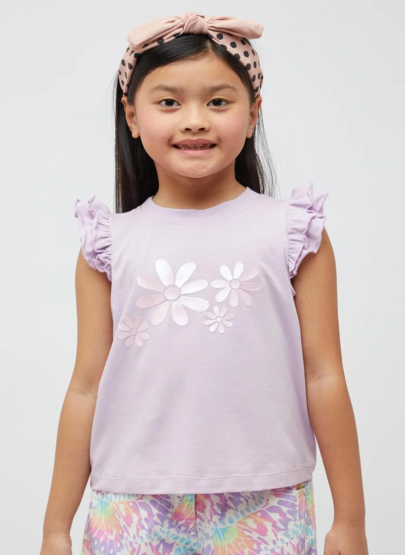 One Friday One Friday Girls Lilac Flower Top