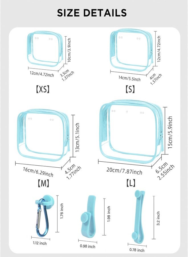 ليتغو أربع حقائب أدوات تجميل شفافة، حقيبة مكياج محمولة للسفر مزودة بسحاب، منظم معتمد من إدارة أمن النقل الأمريكية، حقائب شفافة متوافقة مع ملحقات فواصل حقائب بوغ (أزرق شفاف) - Image 2