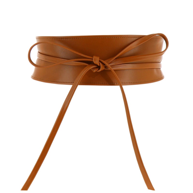 FASHIONGEN - Woman Italian leather Obi belt, CASSIANE - Camel, S-M - Image 1