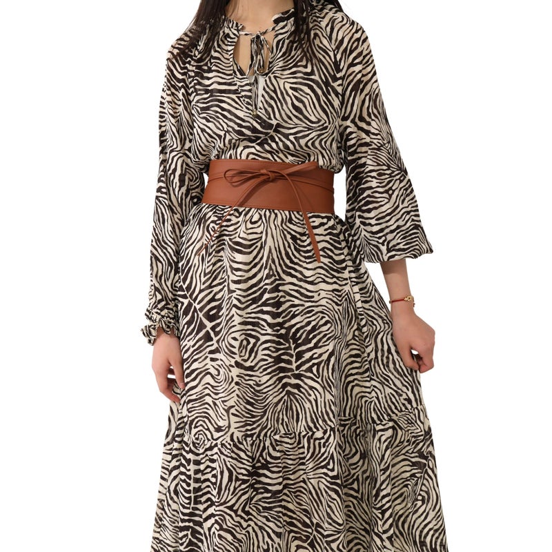 FASHIONGEN - Woman Italian leather Obi belt, CASSIANE - Camel, S-M - Image 2