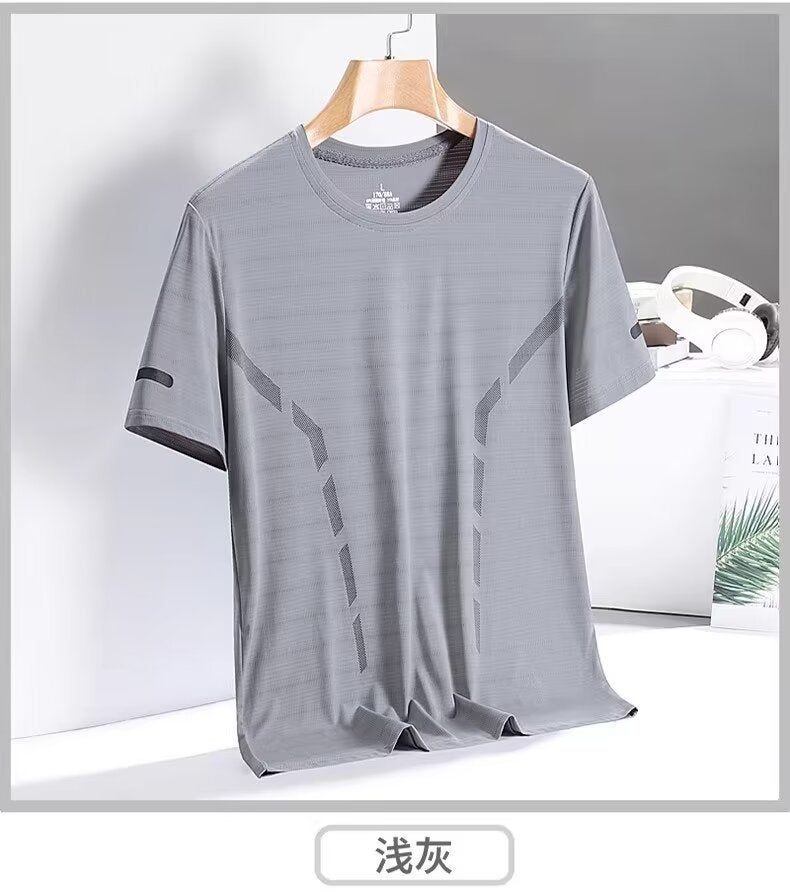 Short-Sleeved T-Shirt Men'S Summer Ice Silk All-Match Half-Sleeved Men'S Casual Plus Size T-Shirt Men'S Quick-Drying Loose Top T-Shirt - Image 1