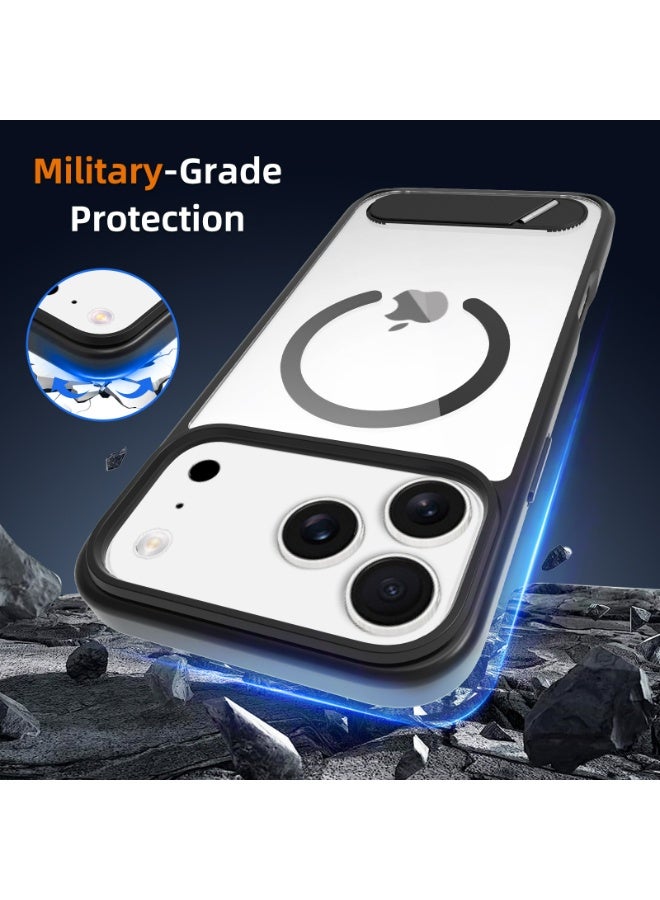 جراب هاتف مغناطيسي شفاف نصف دائري مقاوم للخدش لهاتف iPhone 17 Pro Max. مع حامل مغناطيسي/غير مرئي متوافق مع حماية Magsafe القياسية جراب هاتف شفاف مقاوم للصدمات غطاء نحيف بدرجة عسكرية حماية من السقوط مقاوم للصدمات مضاد لبصمات الأصابع، جراب لهاتف iPhone 17 Pro Max 6.9 - Image 5