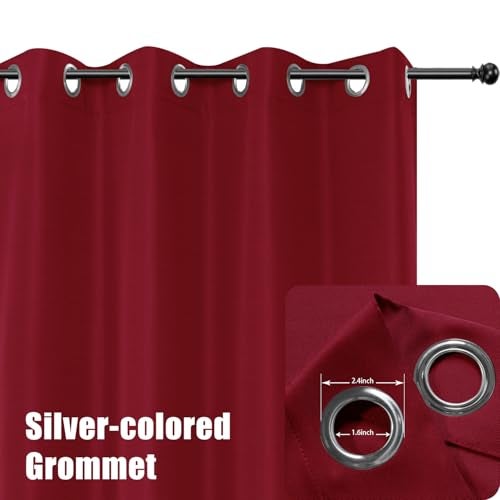 BONZER Waterproof Indoor/Outdoor Curtains for Patio Thick Privacy Grommet Curtains for Bedroom, Living Room, Porch, Pergola, Cabana, 1 Panel, 54W x 84L inch, Red - Image 2