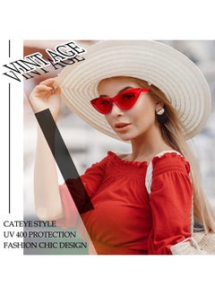 Joopin Trendy All Red Cateye Sunglasses Uv400 Protection, Clear Vintage Cat Eye Sun Glasses, Chunky Stylish Shades For Women  - Image 2