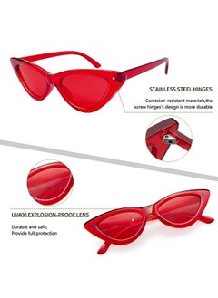 Joopin Trendy All Red Cateye Sunglasses Uv400 Protection, Clear Vintage Cat Eye Sun Glasses, Chunky Stylish Shades For Women  - Image 5
