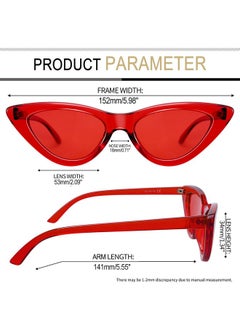 Joopin Trendy All Red Cateye Sunglasses Uv400 Protection, Clear Vintage Cat Eye Sun Glasses, Chunky Stylish Shades For Women  - Image 3
