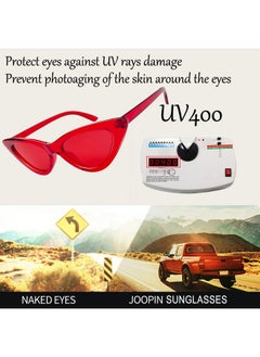 Joopin Trendy All Red Cateye Sunglasses Uv400 Protection, Clear Vintage Cat Eye Sun Glasses, Chunky Stylish Shades For Women  - Image 4