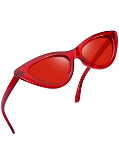 Joopin Trendy All Red Cateye Sunglasses Uv400 Protection, Clear Vintage Cat Eye Sun Glasses, Chunky Stylish Shades For Women  - Image 1