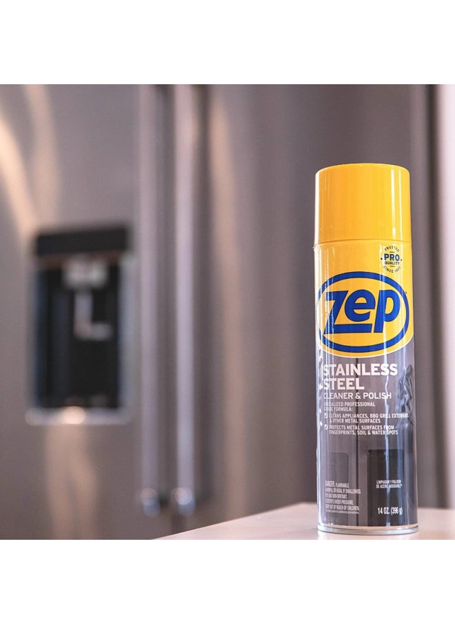 Zep Stainless Steel Cleaner and Polish 14 ounces - ZUSSTL14 - Protects Metal Surfaces from Fingerprints, Soil and Waterspots