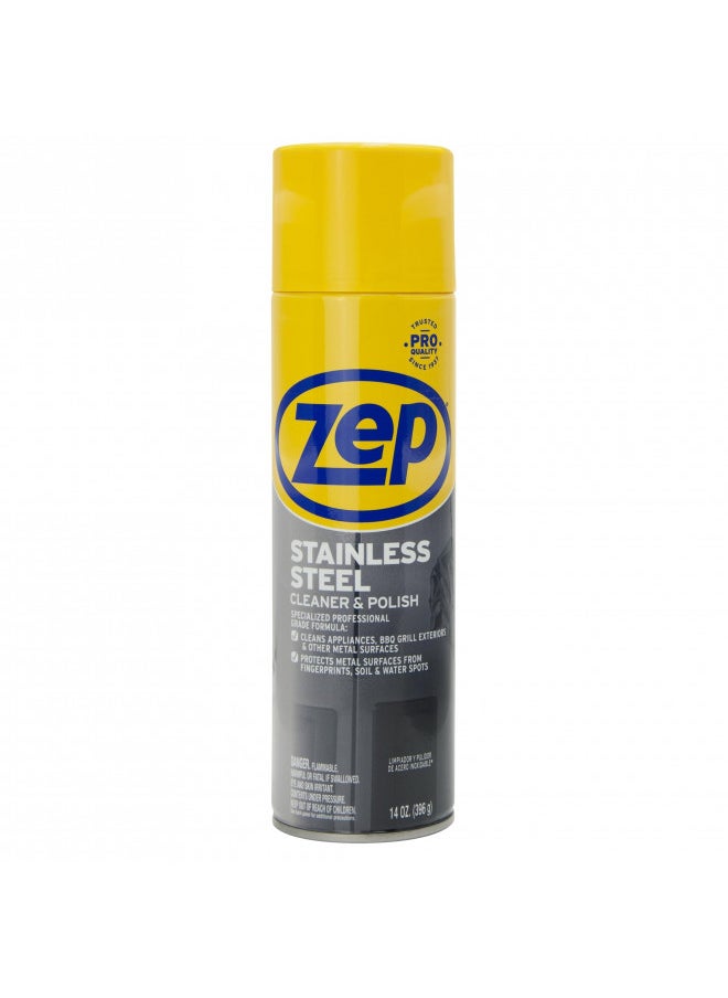 Zep Stainless Steel Cleaner and Polish 14 ounces - ZUSSTL14 - Protects Metal Surfaces from Fingerprints, Soil and Waterspots