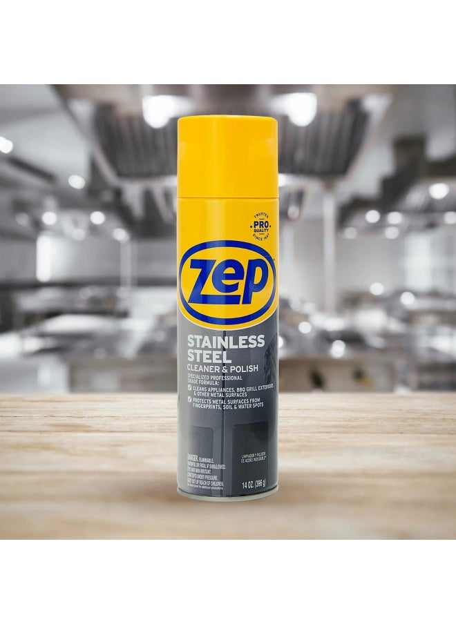 Zep Stainless Steel Cleaner and Polish 14 ounces - ZUSSTL14 - Protects Metal Surfaces from Fingerprints, Soil and Waterspots