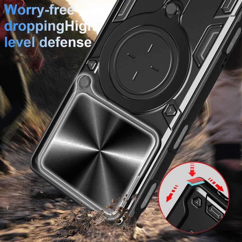 إيروريكس جراب هاتف ZTE nubia Neo 3 CD Texture Sliding Camshield Magnetic Holder (أزرق) - Image 5