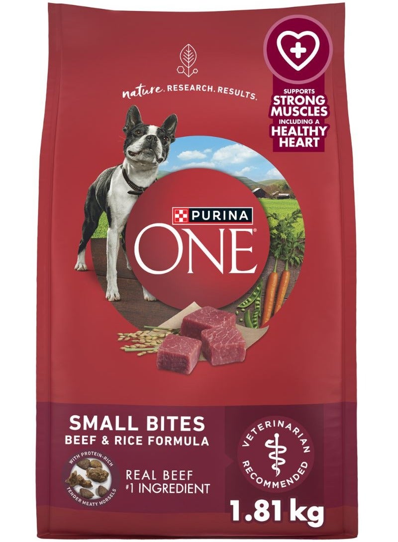Purina ONE Small Bites Beef & Rice Formula Dry Dog Food 1.81kg - Image 1